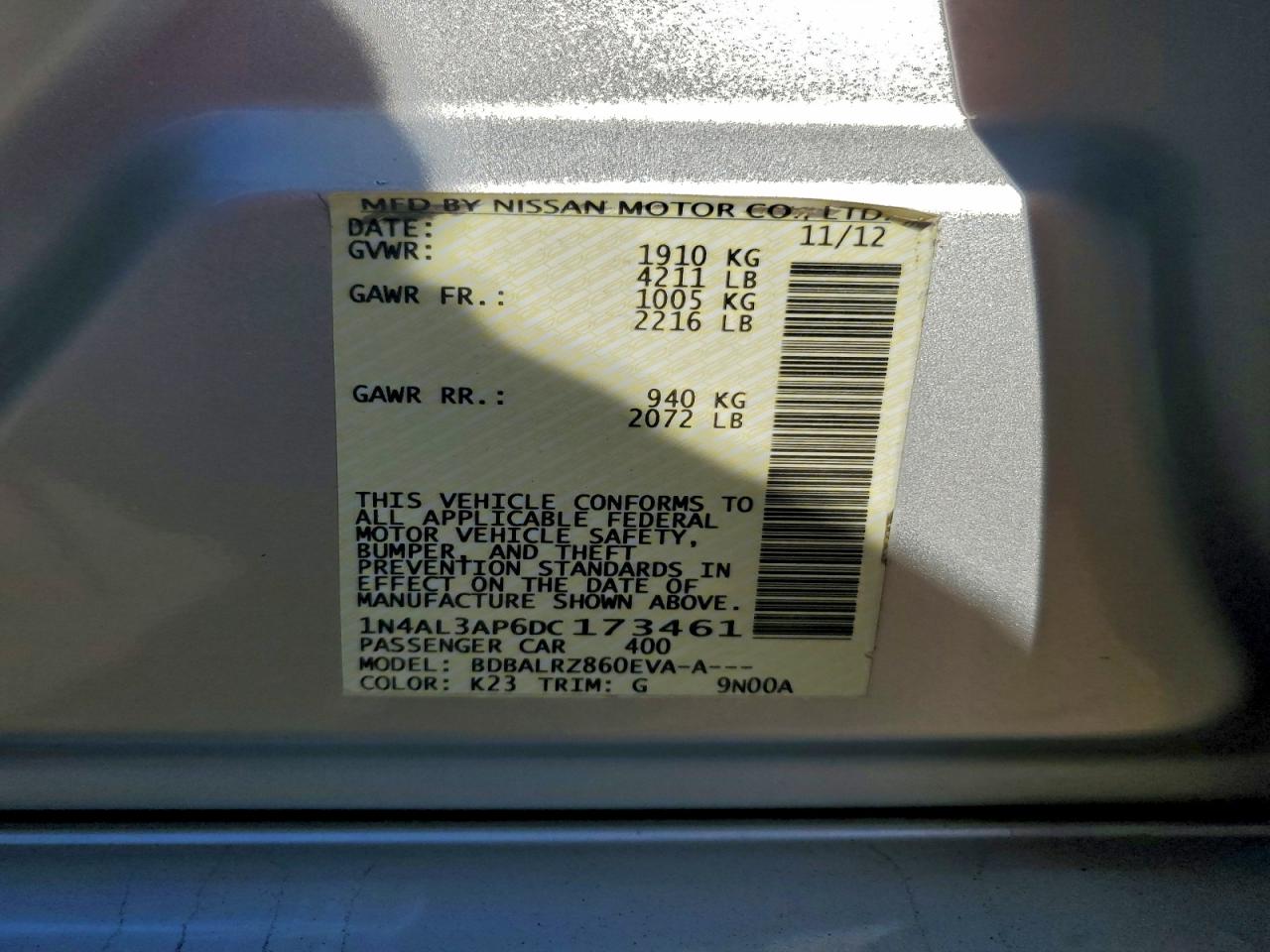 2013 NISSAN ALTIMA 2.5 photo 12