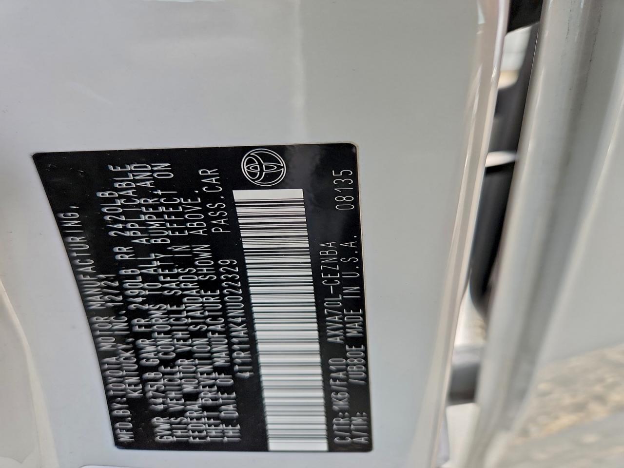 2022 TOYOTA CAMRY LE photo 12