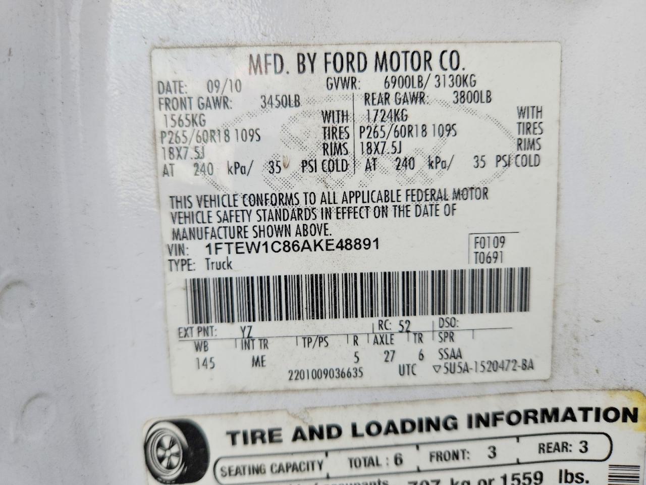 2010 FORD F150 SUPERCREW photo 12
