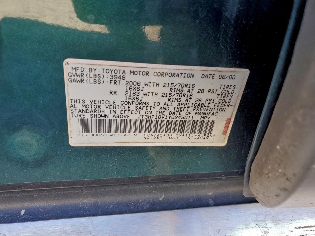 2000 TOYOTA RAV4 photo 13