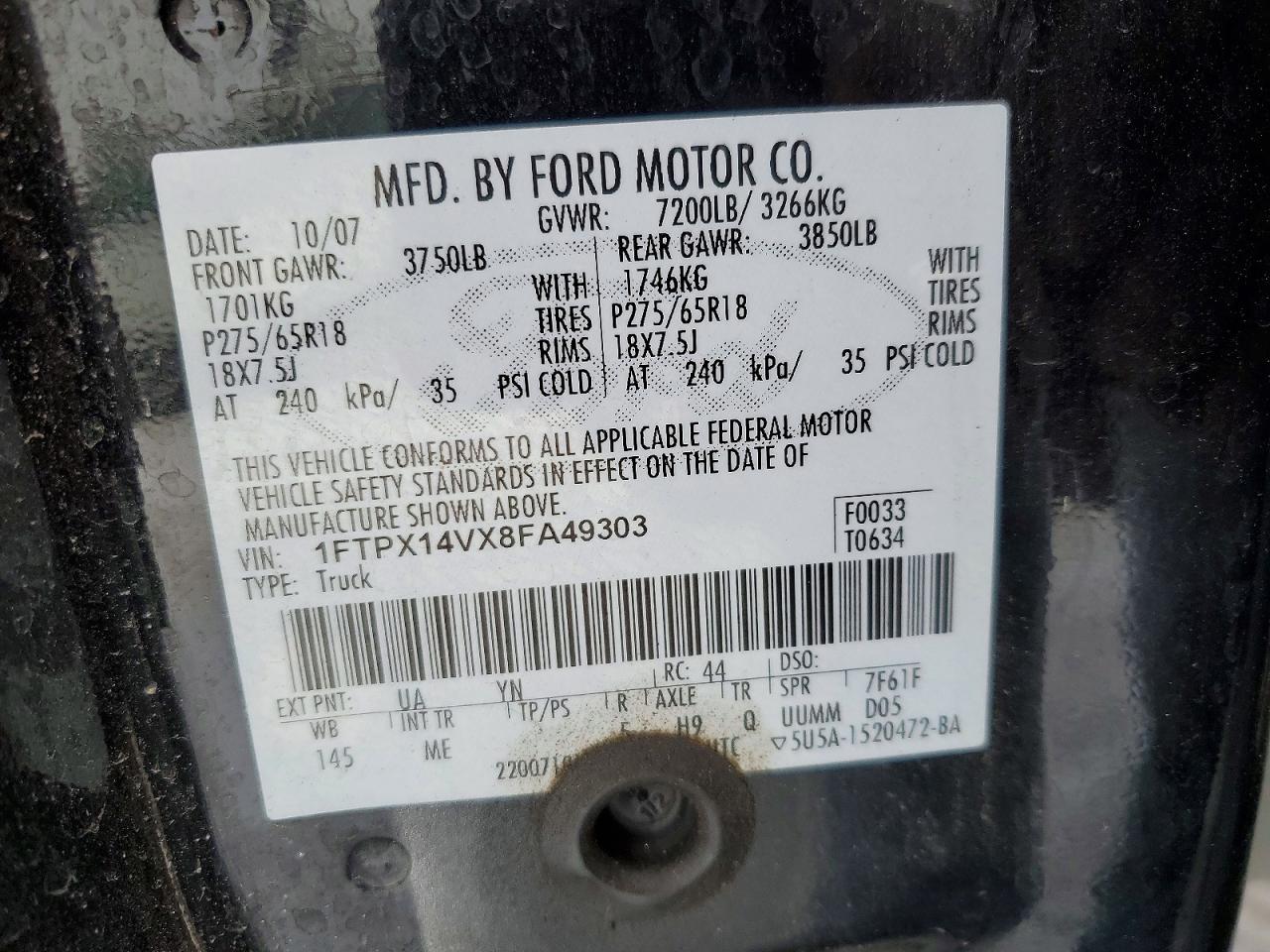 2008 FORD F150 photo 12