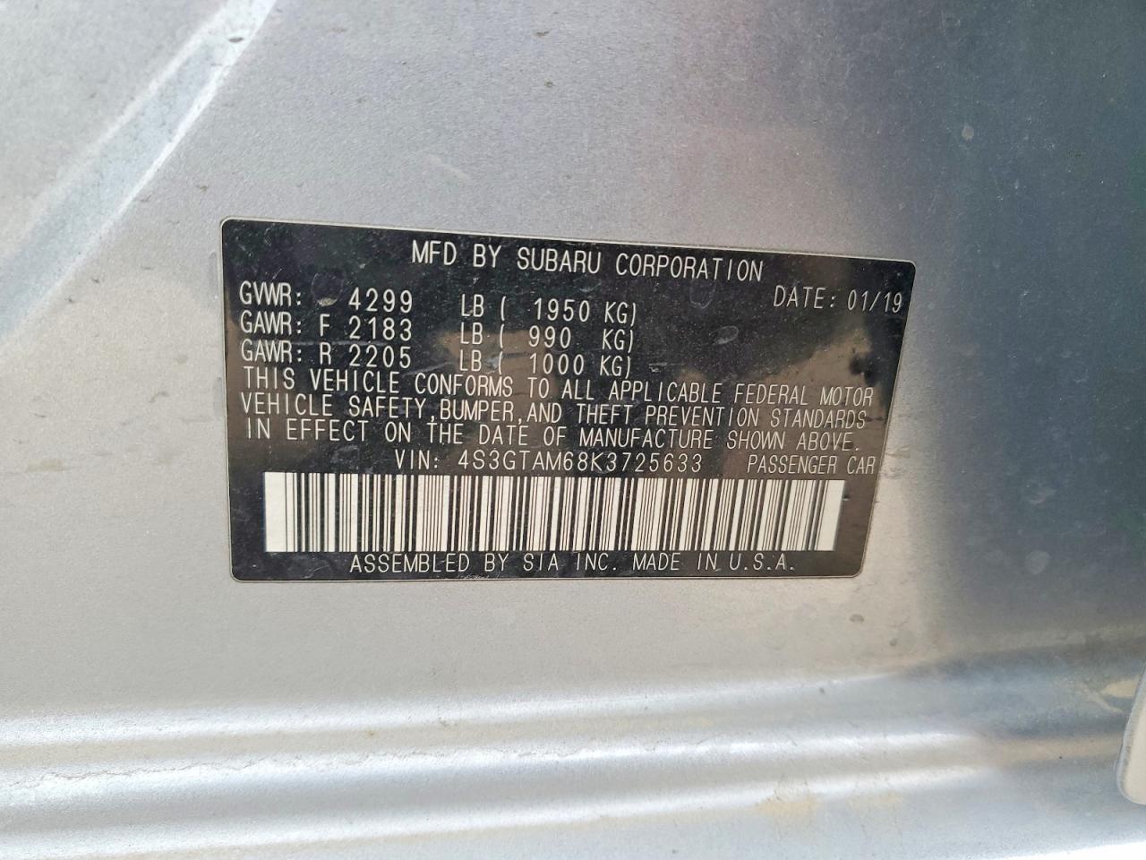 2019 SUBARU IMPREZA SPORT photo 12