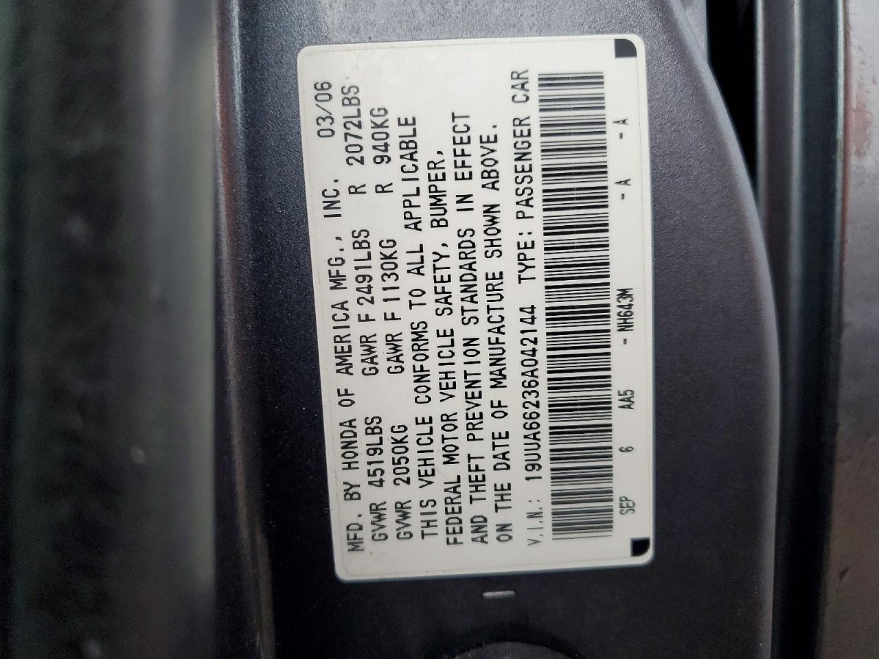 2006 ACURA 3.2TL photo 12