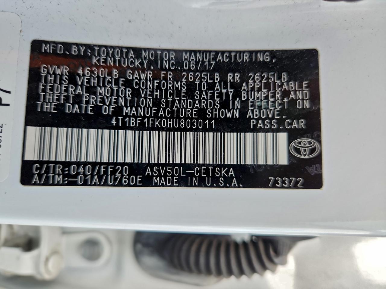 2017 TOYOTA CAMRY LE photo 13