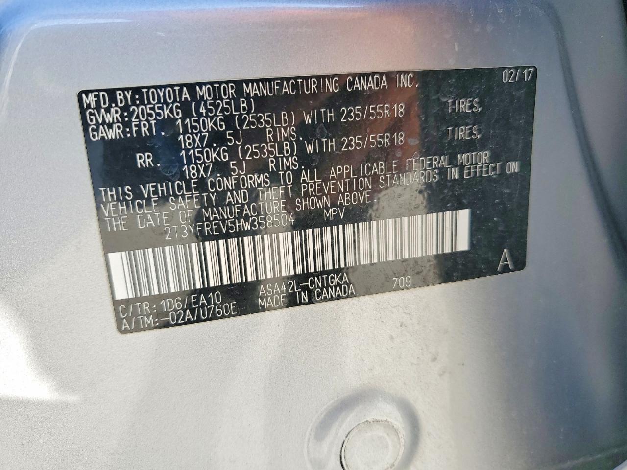 2017 TOYOTA RAV4 LIMITED photo 12