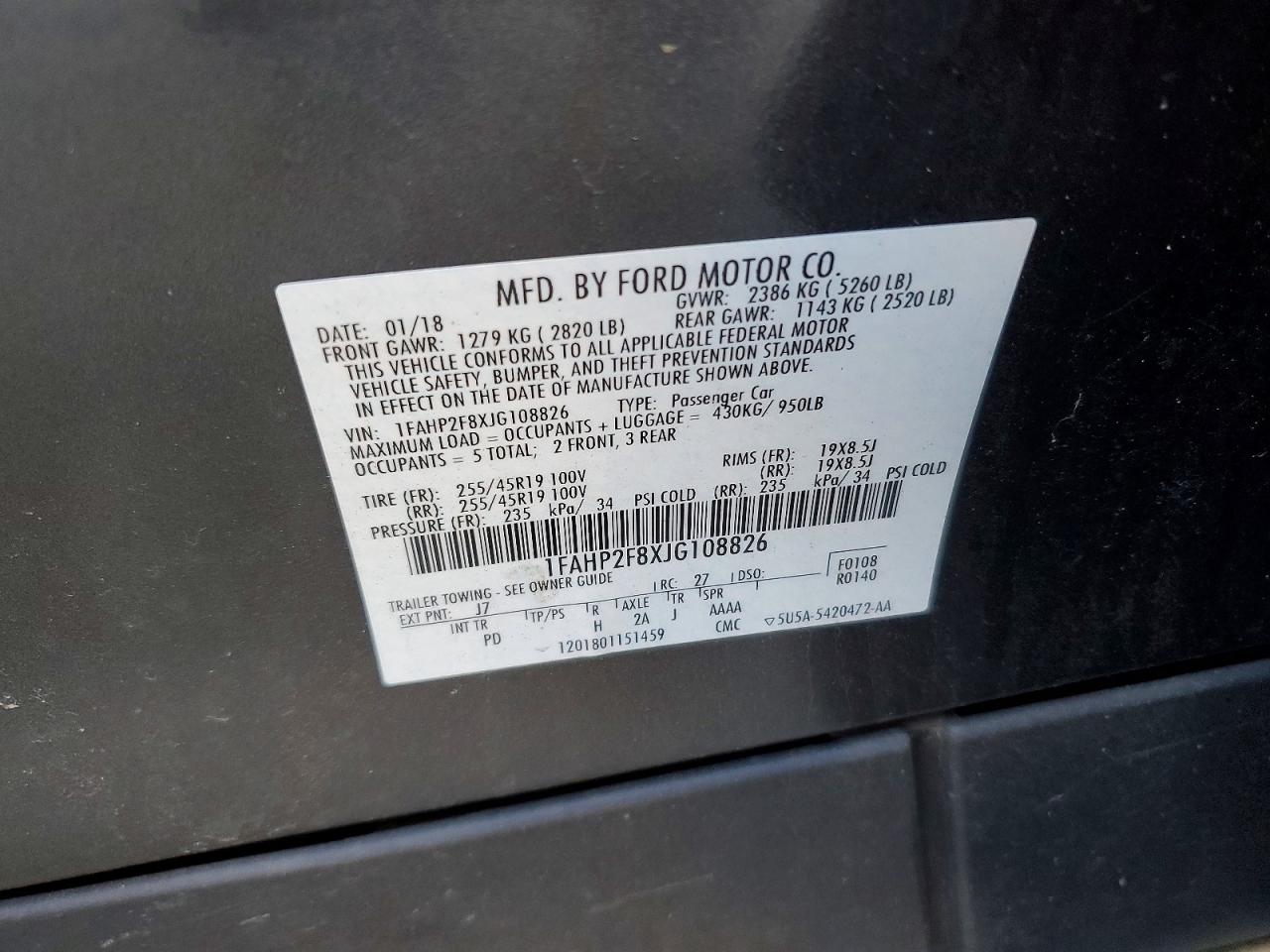 2018 FORD TAURUS LIMITED photo 12