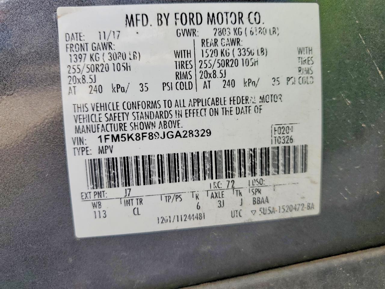 2018 FORD EXPLORER LIMITED photo 25