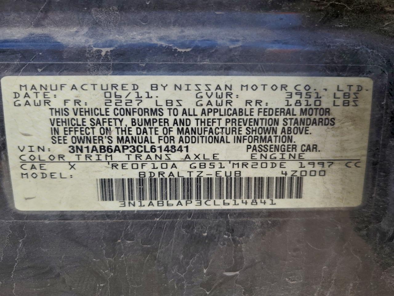 2012 NISSAN SENTRA 2.0 photo 12