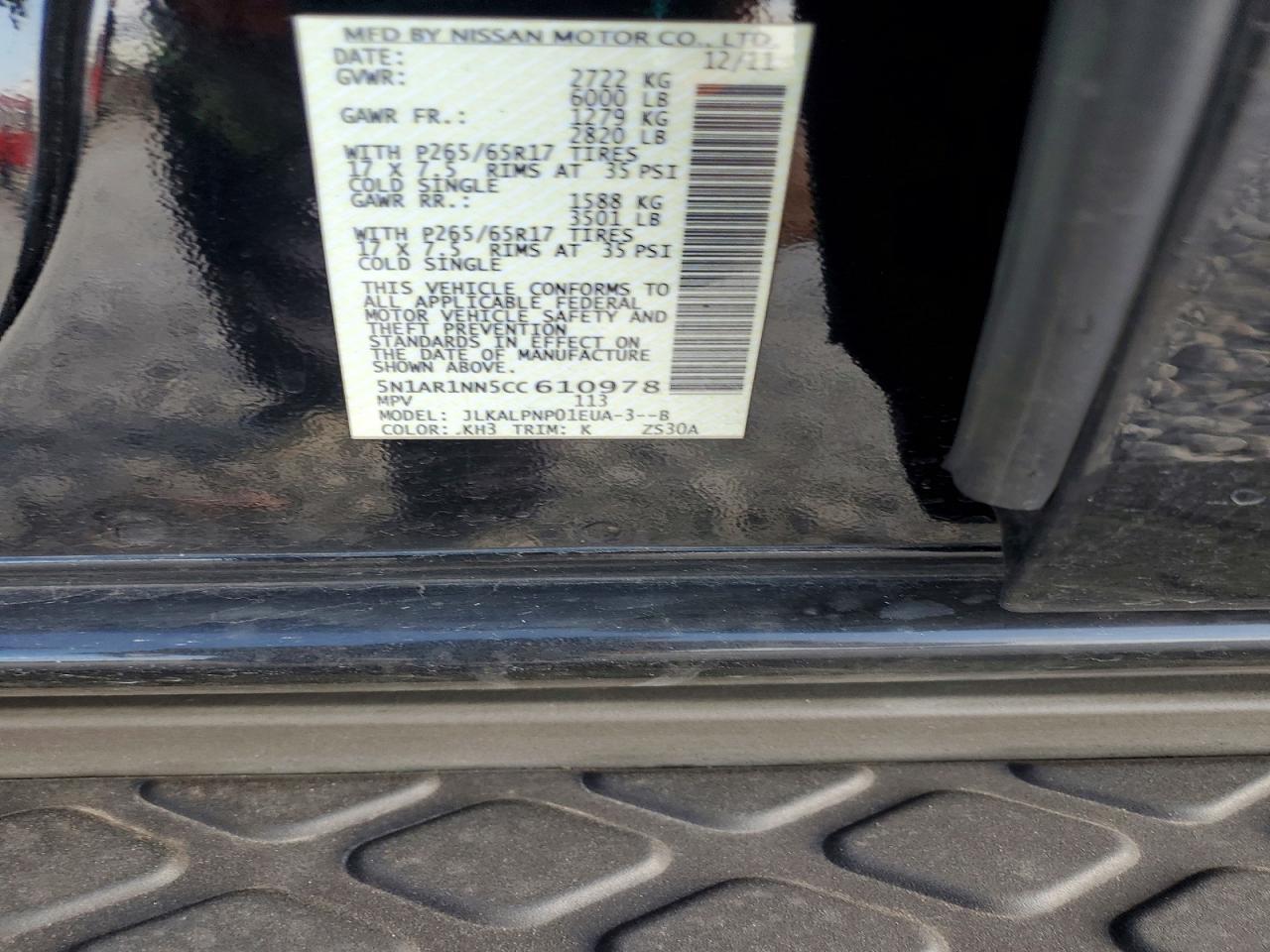 2012 NISSAN PATHFINDER S photo 13