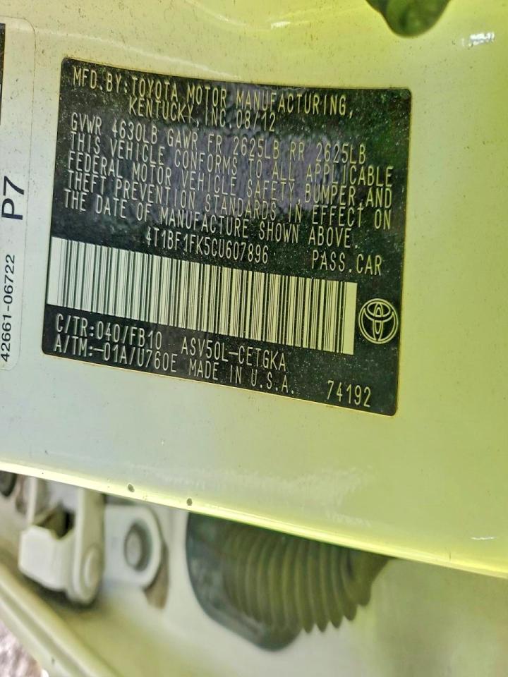 2012 TOYOTA CAMRY BASE photo 12
