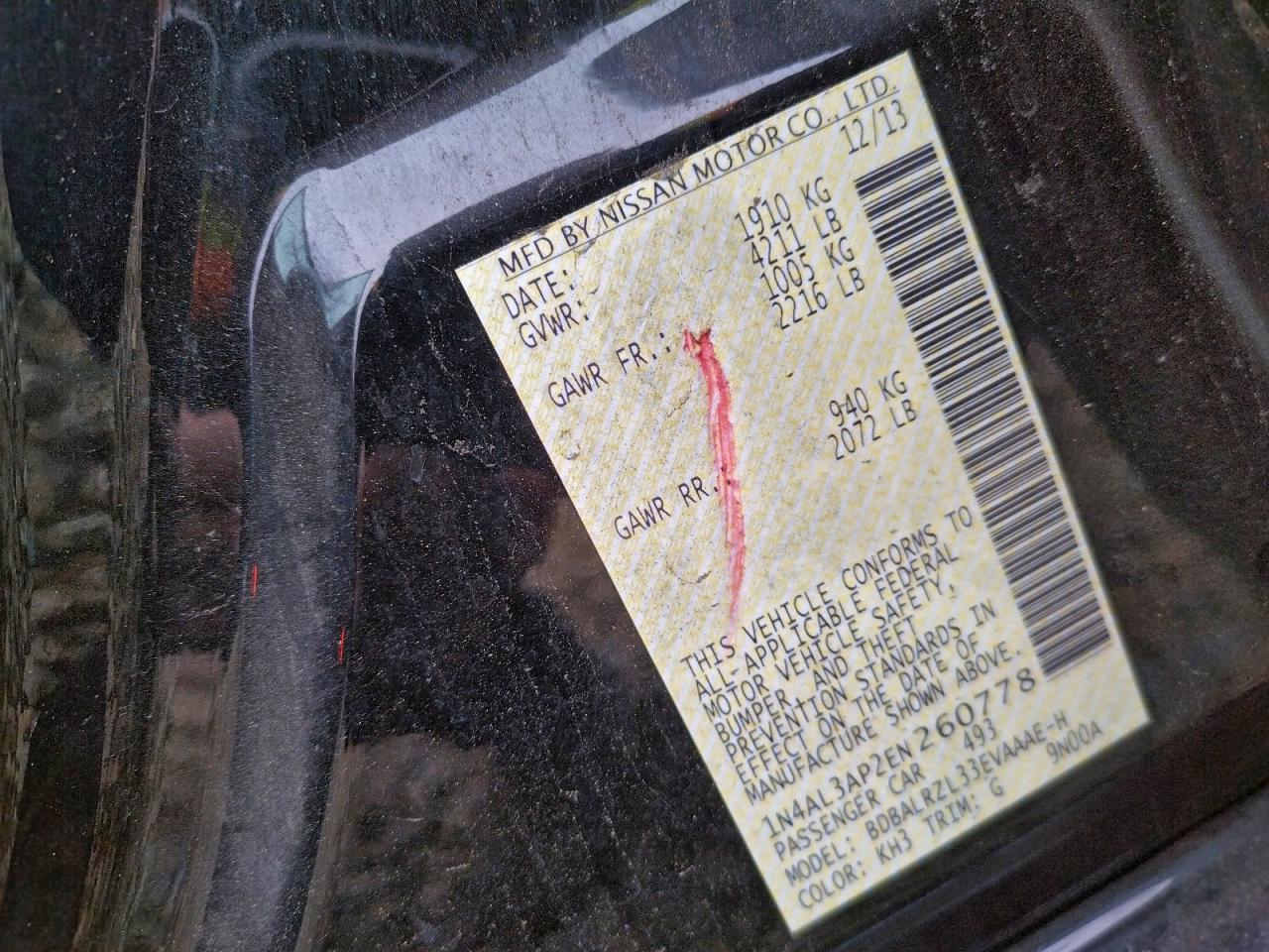 2014 NISSAN ALTIMA 2.5 photo 12