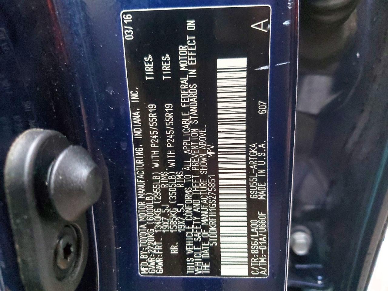2016 TOYOTA HIGHLANDER LIMITED photo 13