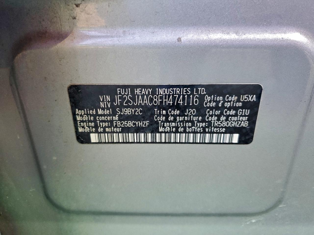 2015 SUBARU FORESTER 2.5I photo 12