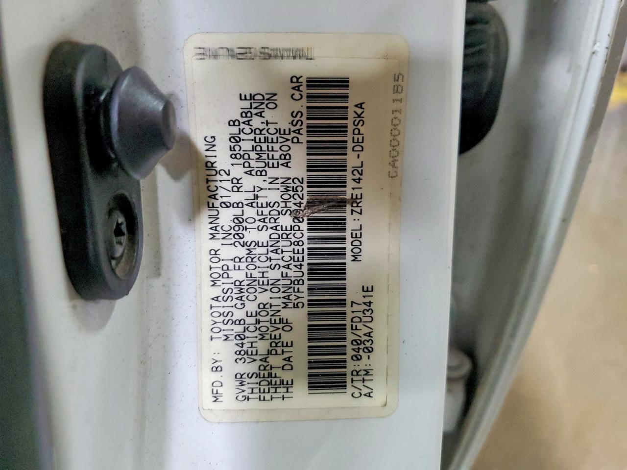 2012 TOYOTA COROLLA BASE photo 12