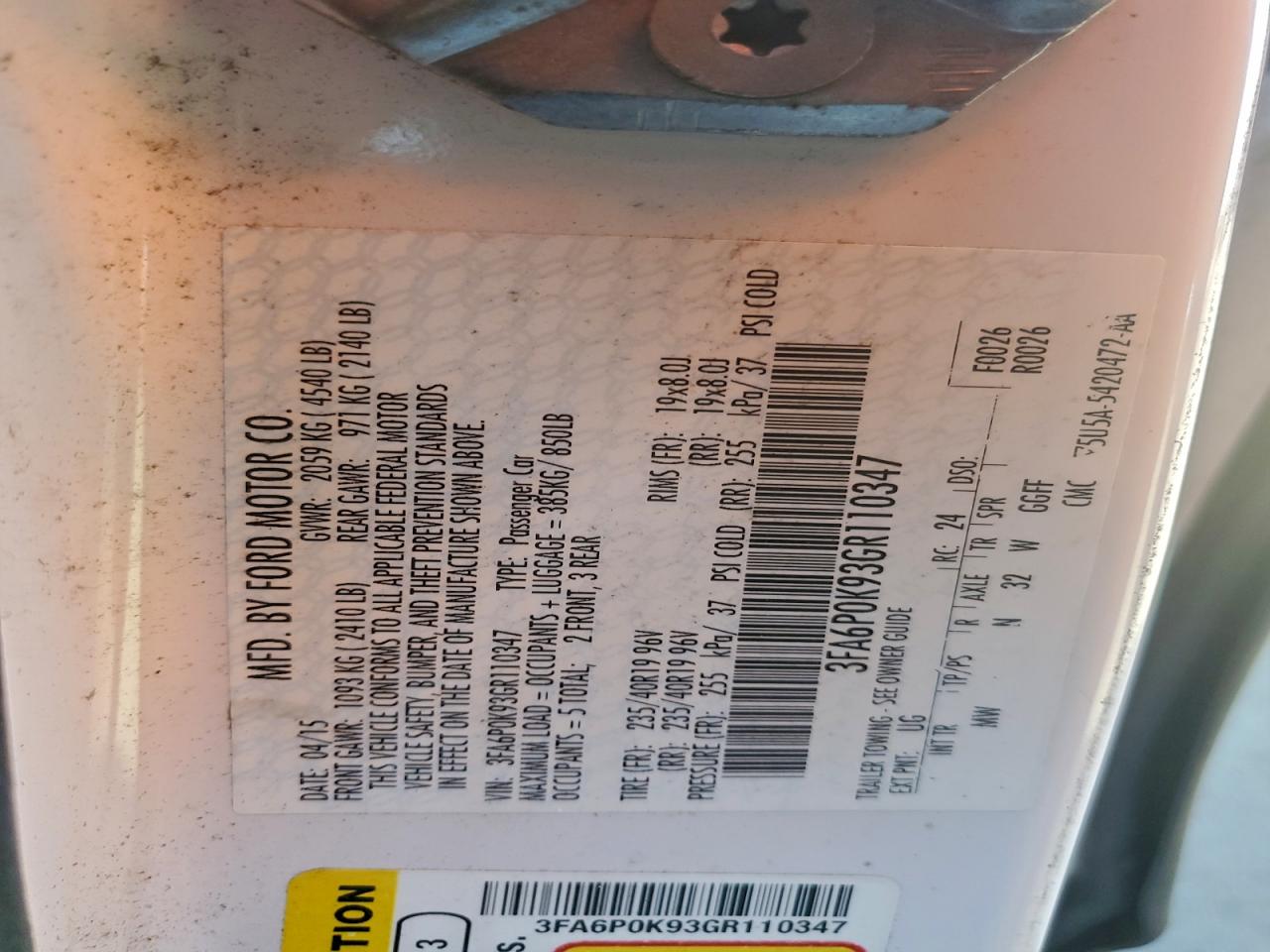 2016 FORD FUSION TITANIUM photo 45