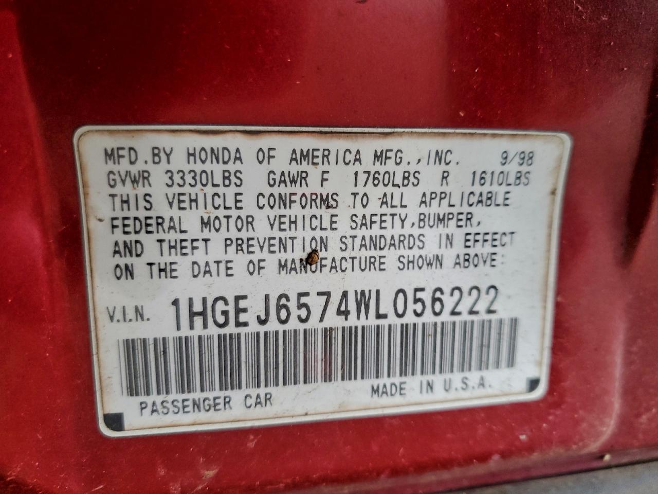 1998 HONDA CIVIC LX photo 12