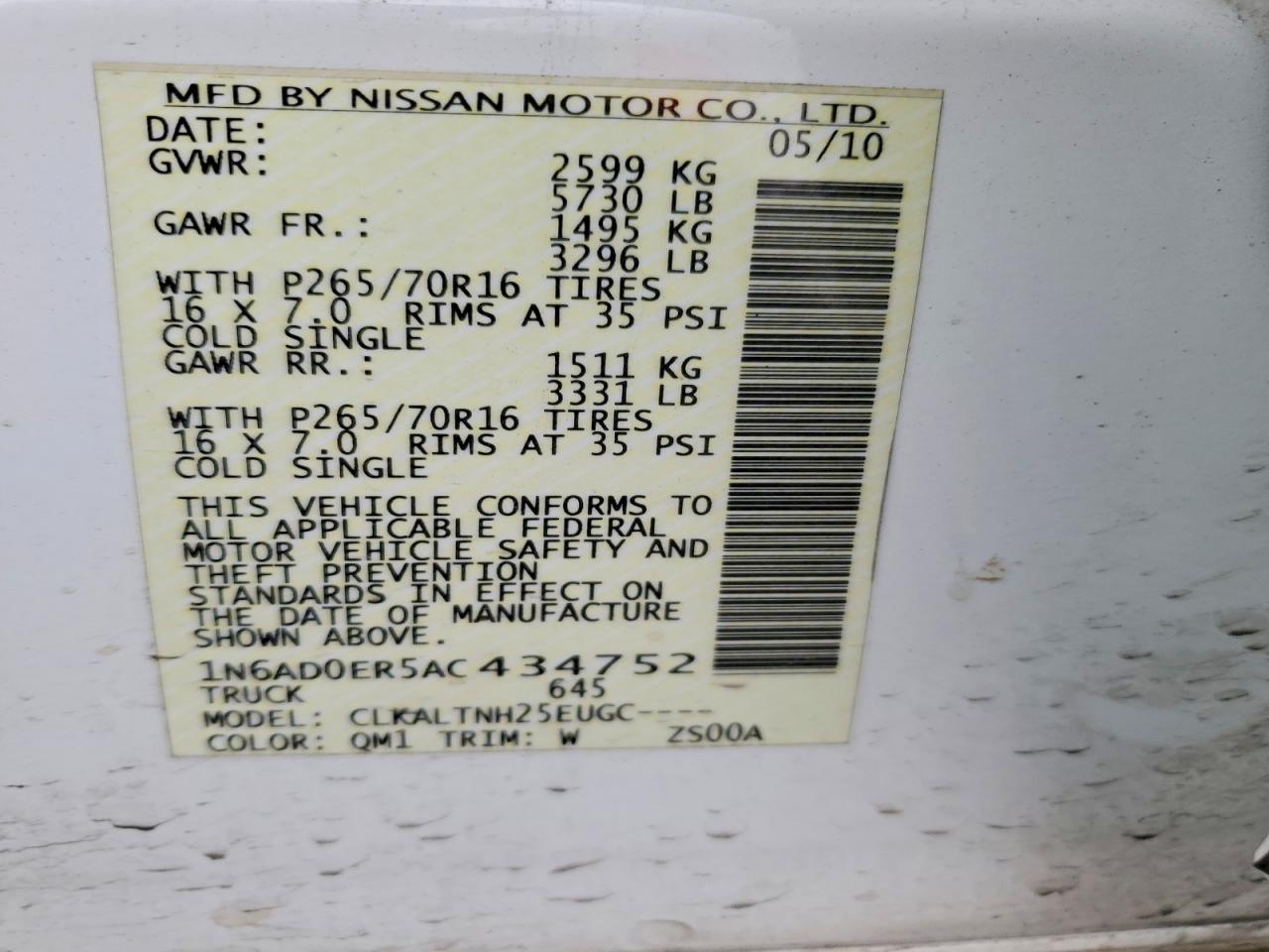 2010 NISSAN FRONTIER CREW CAB SE photo 12