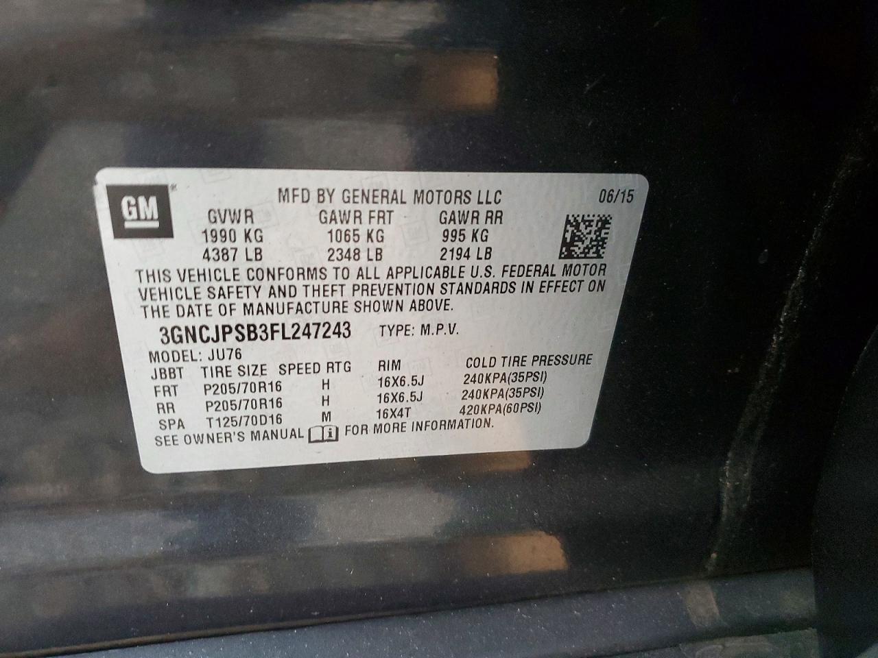 2015 CHEVROLET TRAX 1LS photo 37
