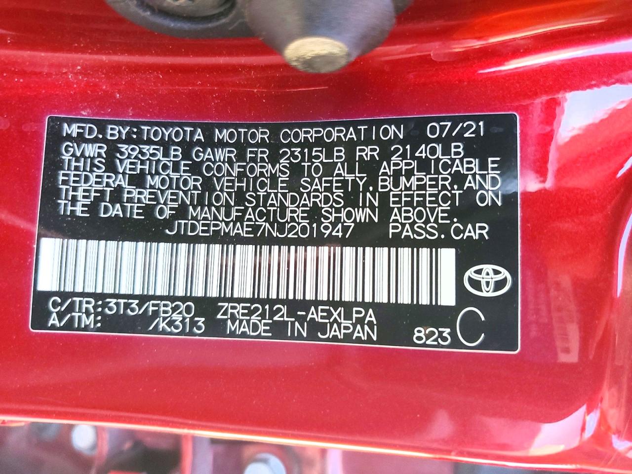 2022 TOYOTA COROLLA LE photo 13