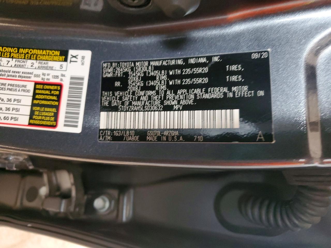 2020 TOYOTA HIGHLANDER LIMITED photo 14