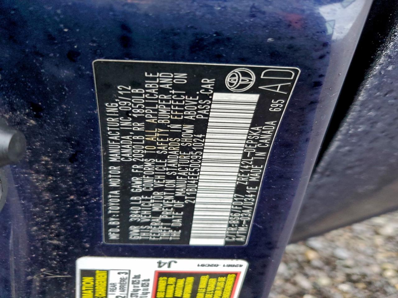2013 TOYOTA COROLLA BASE photo 13