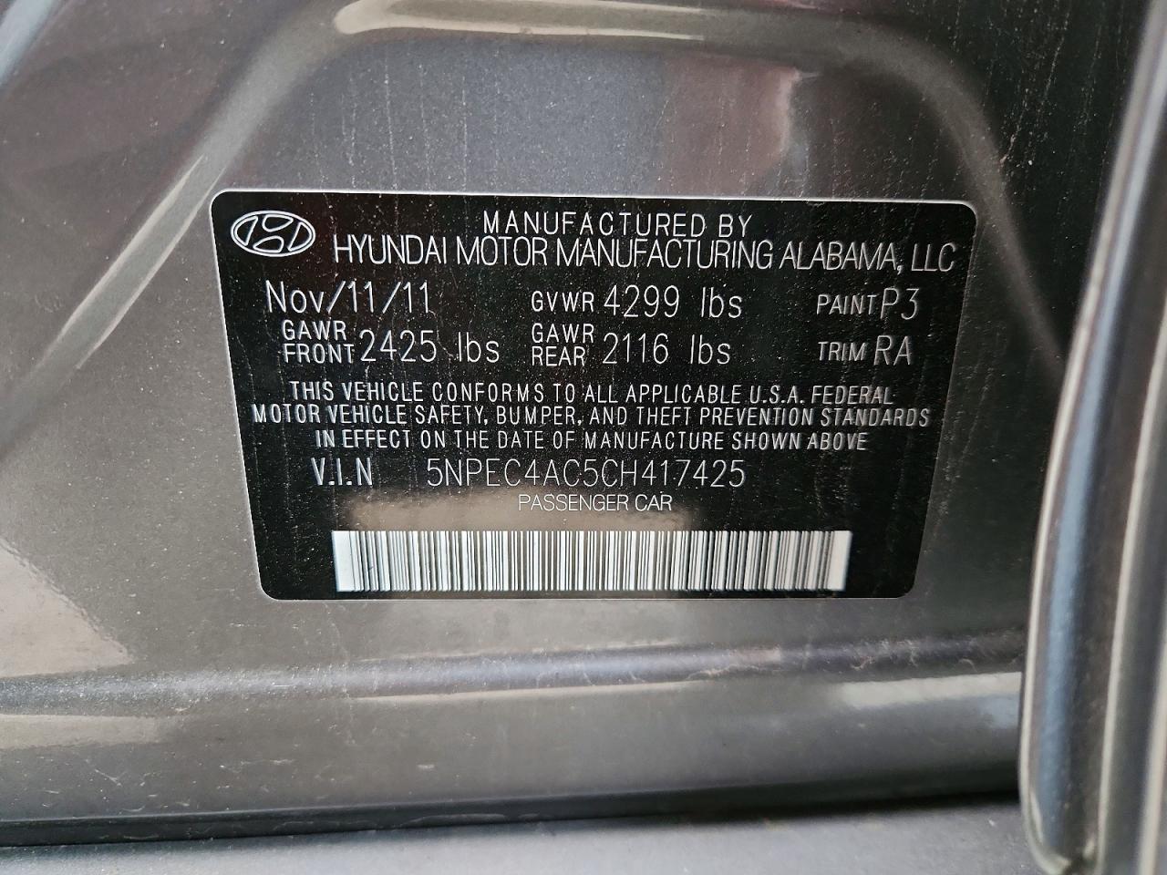 2012 HYUNDAI SONATA SE photo 12
