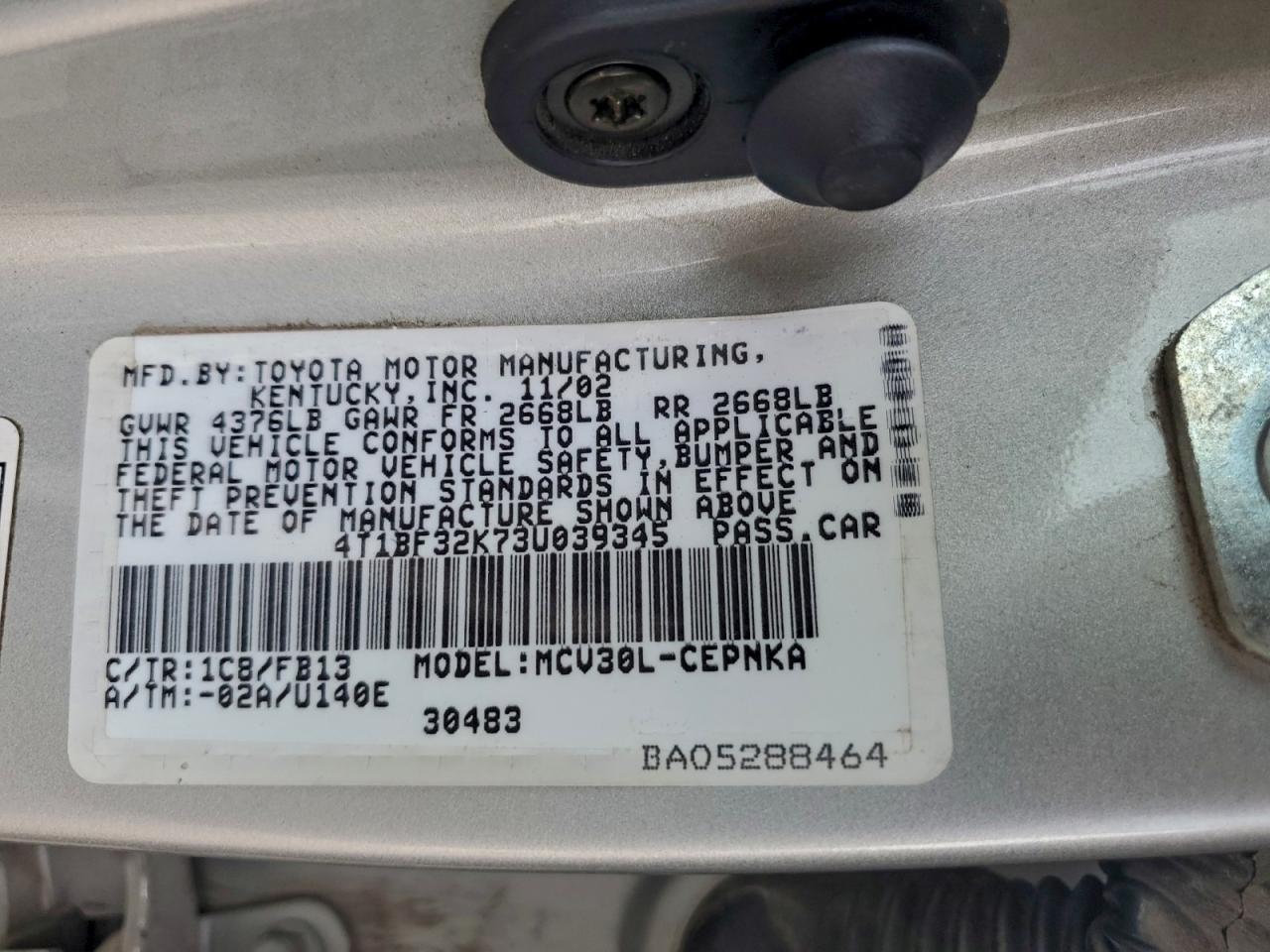 2003 TOYOTA CAMRY LE photo 12