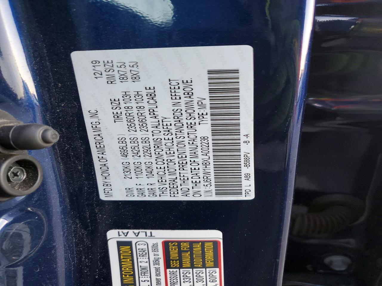 2020 HONDA CR-V EXL photo 13