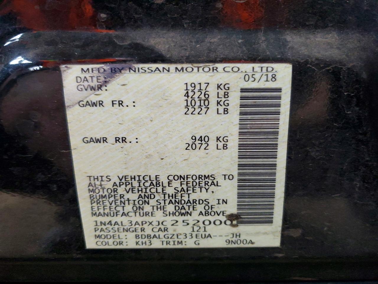 2018 NISSAN ALTIMA 2.5 photo 12