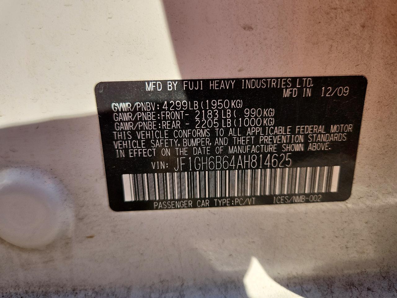 2010 SUBARU IMPREZA 2.5I PREMIUM photo 13