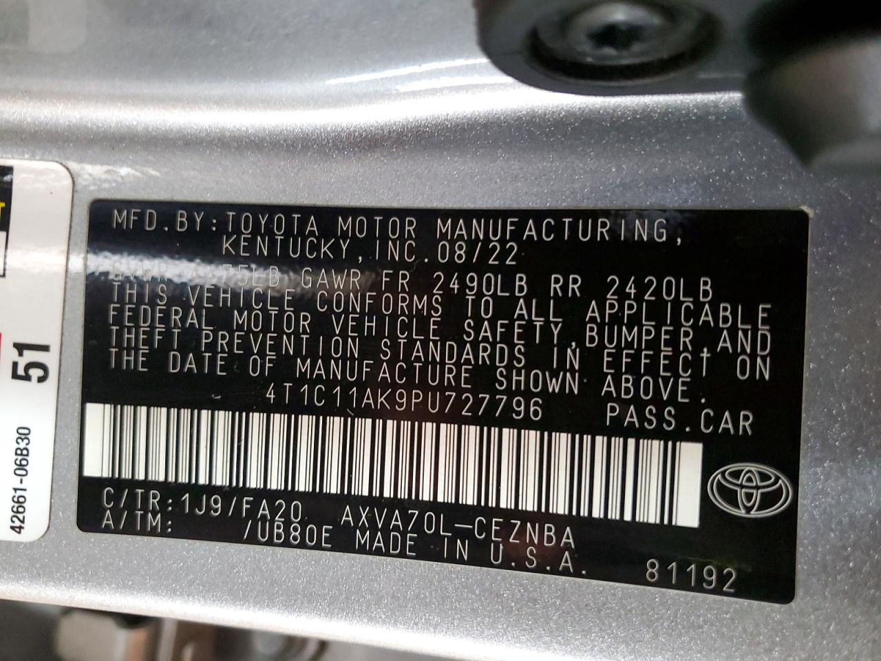 2023 TOYOTA CAMRY LE photo 12