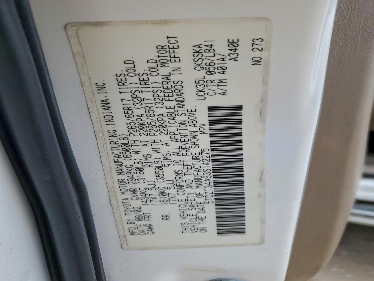 2003 TOYOTA SEQUOIA SR5 photo 14