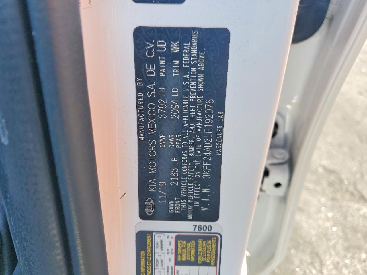 2020 KIA FORTE FE photo 12
