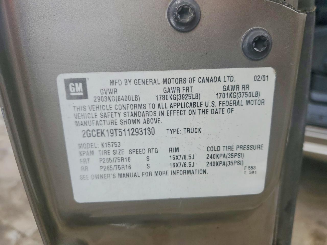 2001 GMC NEW SIERRA C1500 photo 13