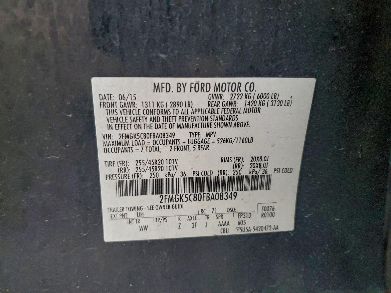 2015 FORD FLEX SEL photo 12