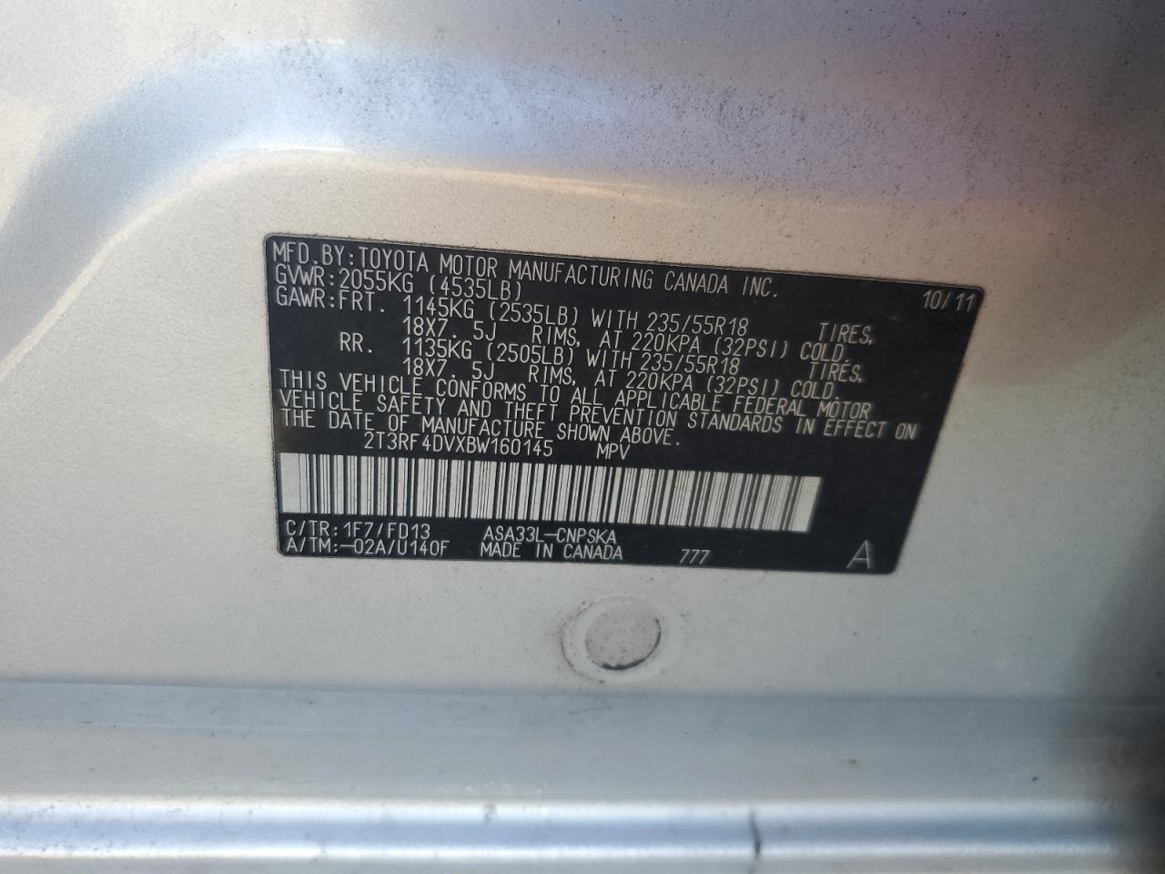2011 TOYOTA RAV4 SPORT photo 12