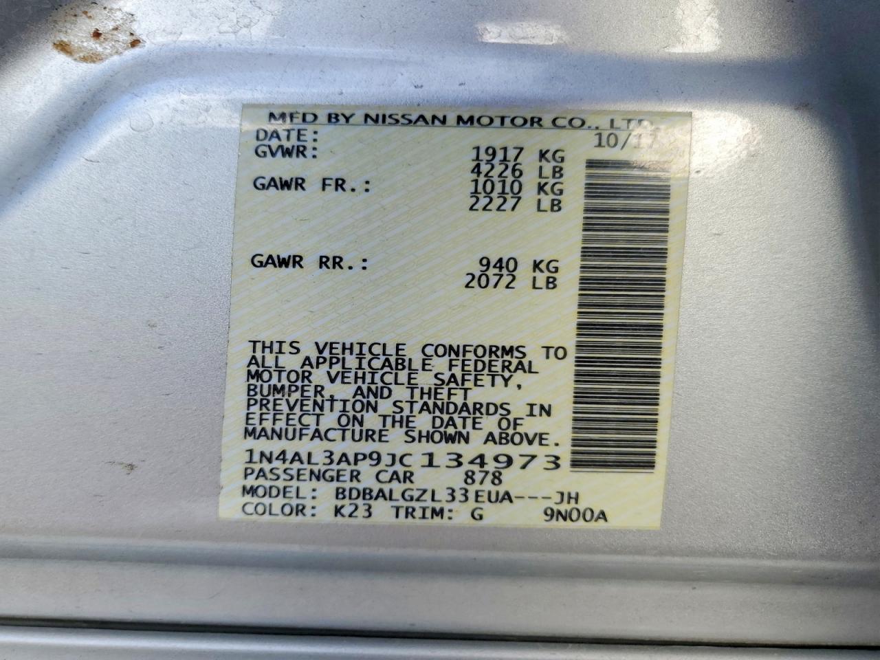 2018 NISSAN ALTIMA 2.5 photo 12