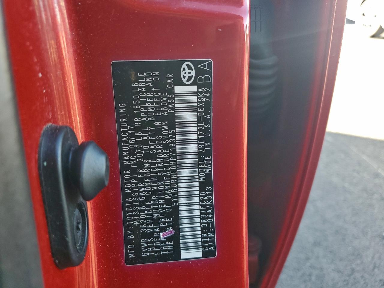 2017 TOYOTA COROLLA L photo 13