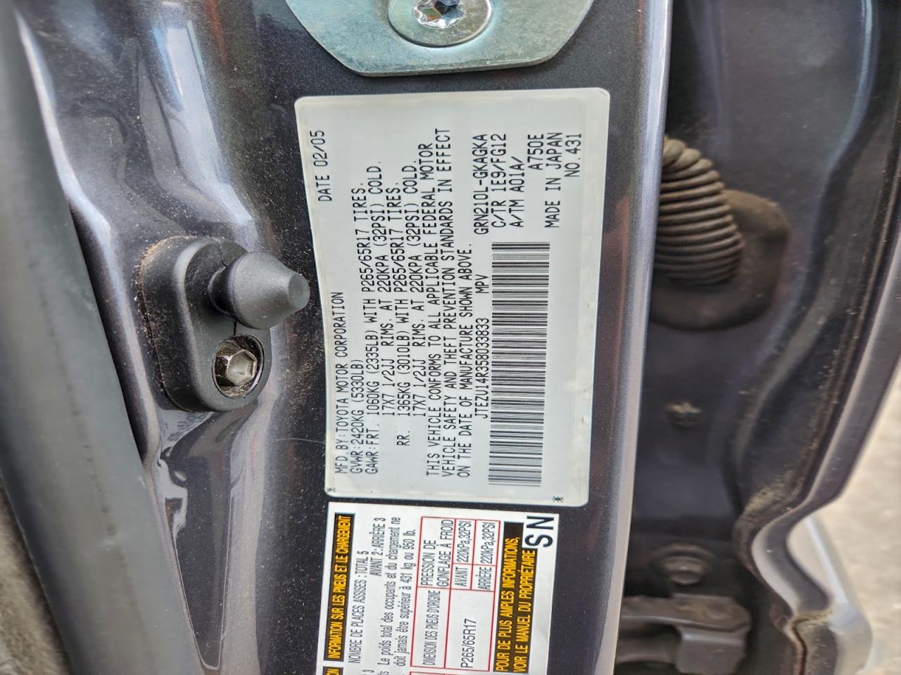 2005 TOYOTA 4RUNNER SR5 photo 13