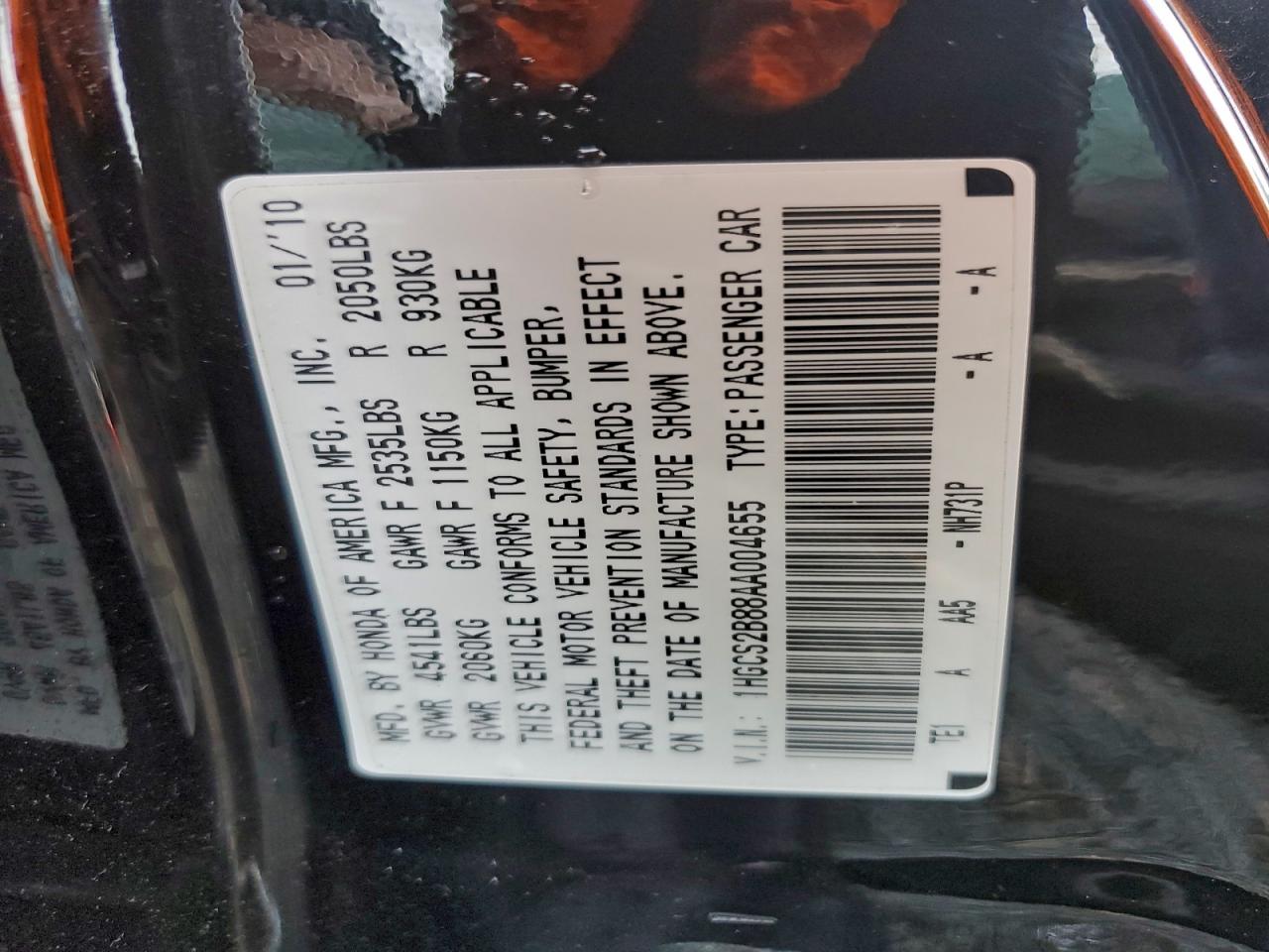 2010 HONDA ACCORD EXL photo 13