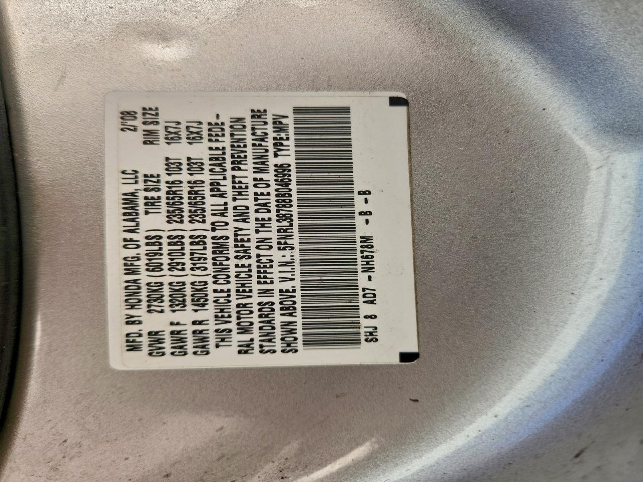 2008 HONDA ODYSSEY EXL photo 13