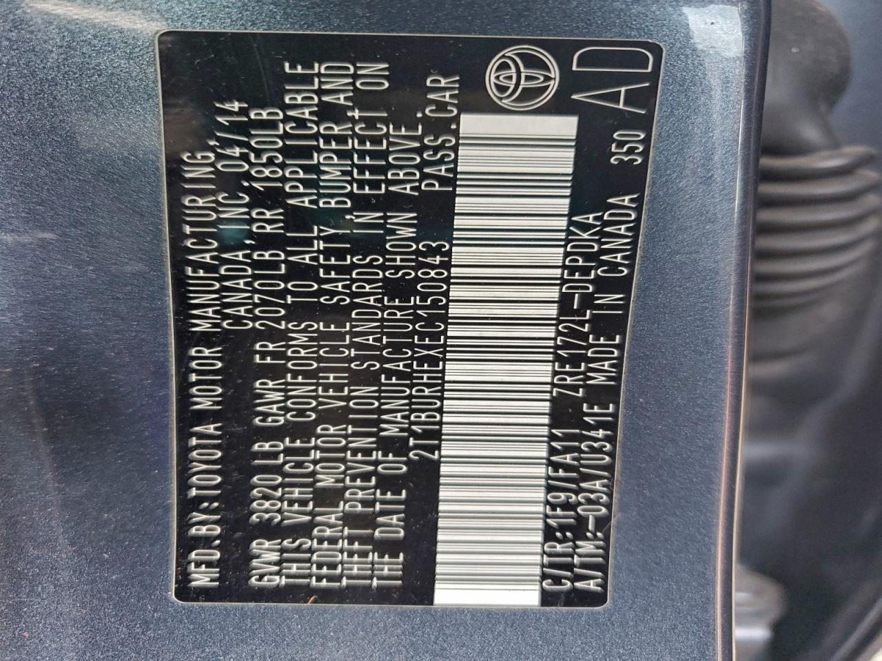 2014 TOYOTA COROLLA L photo 37