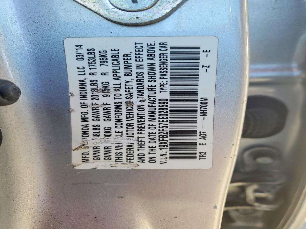 2014 HONDA CIVIC LX photo 12