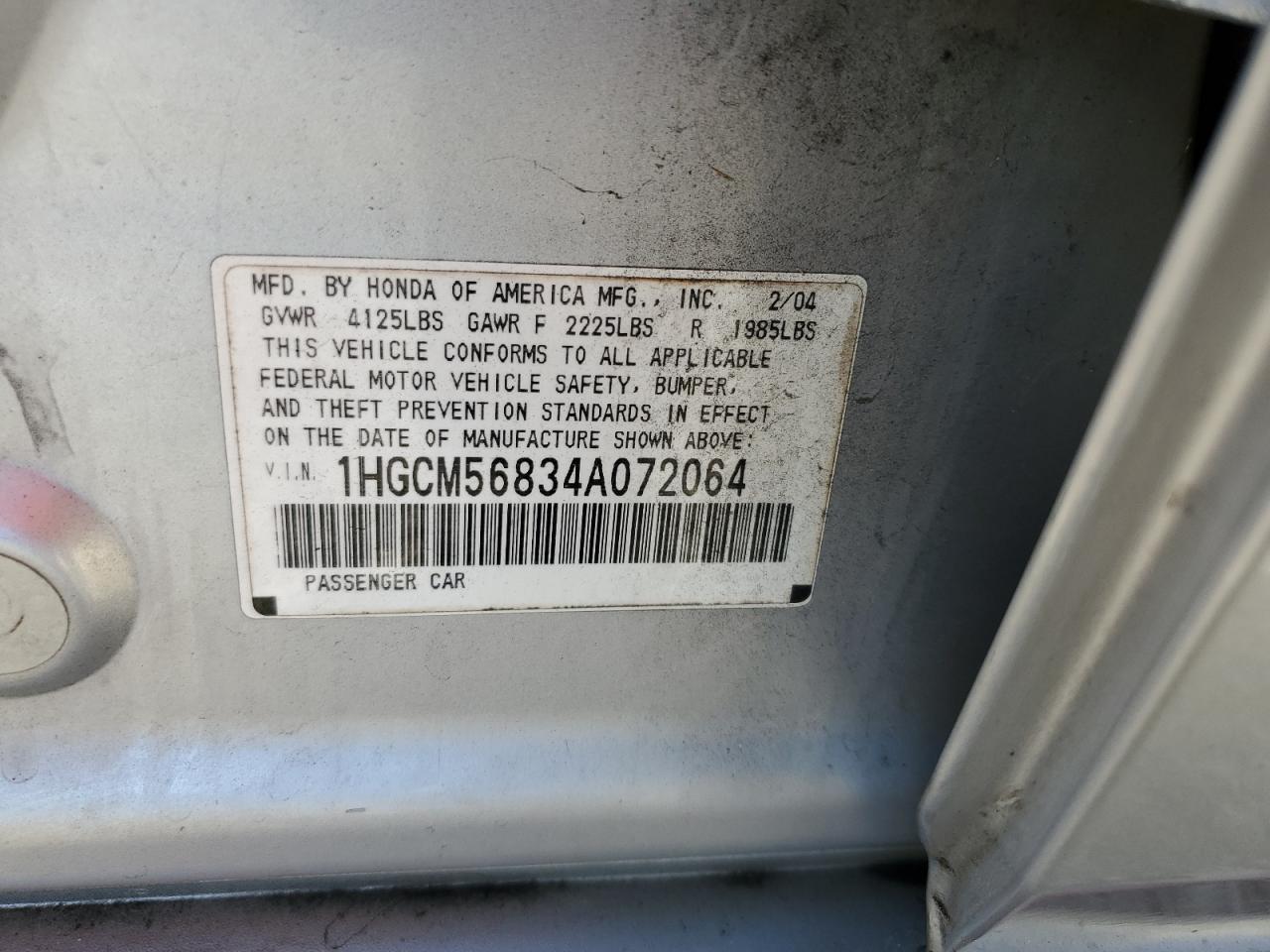 2004 HONDA ACCORD EX photo 13