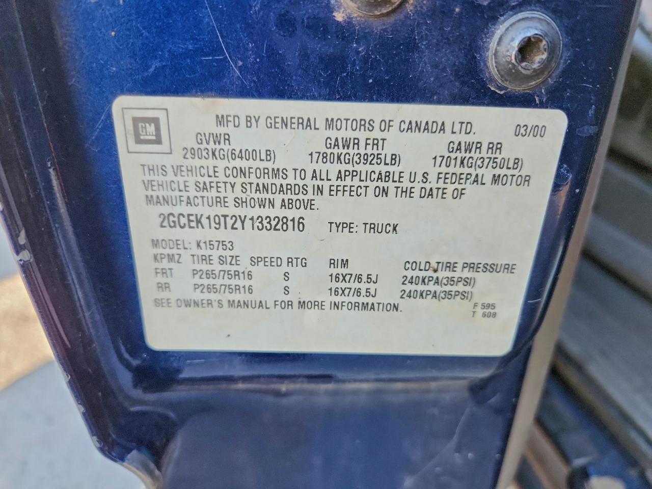 2000 CHEVROLET SILVERADO K1500 photo 12