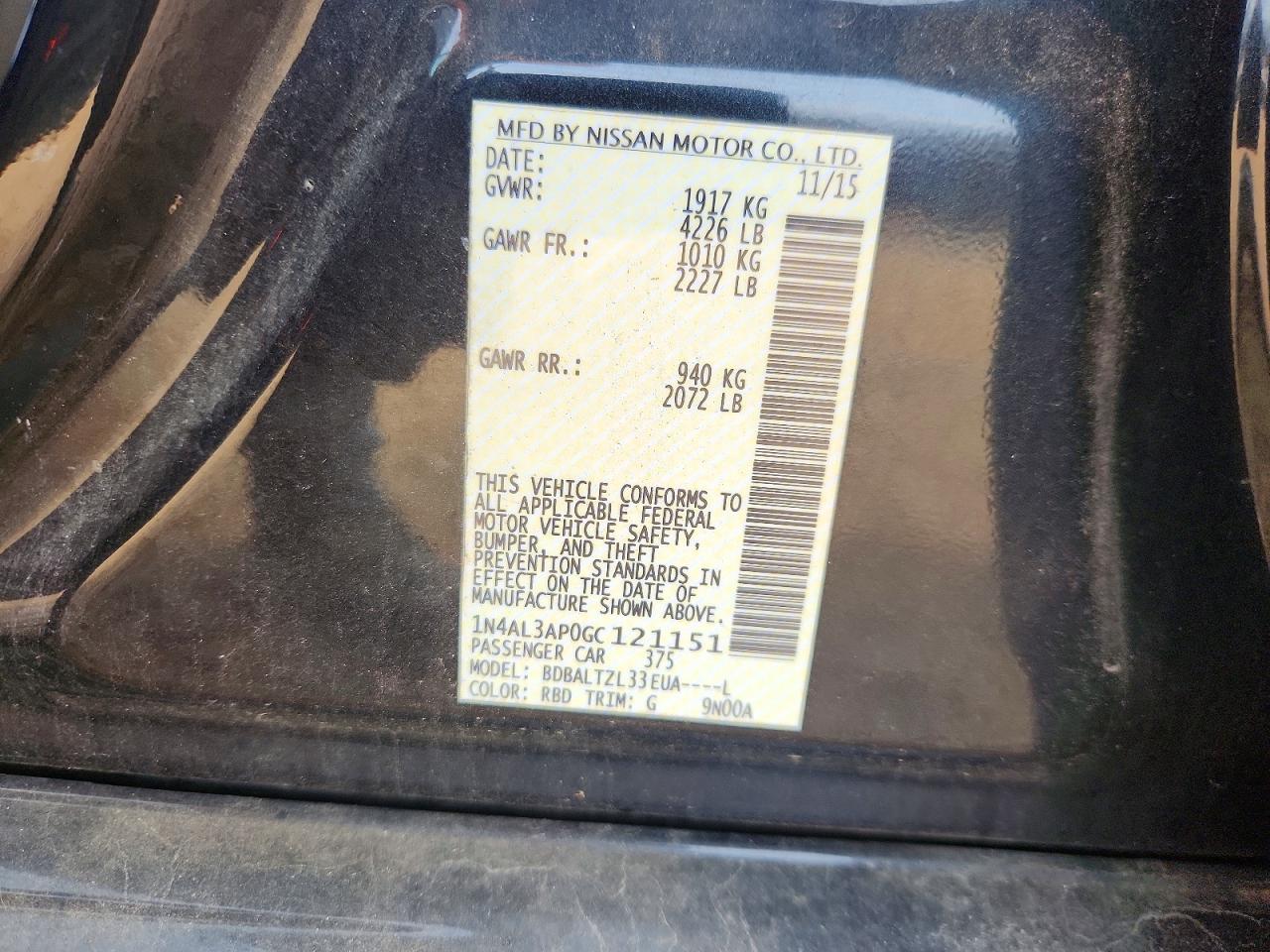 2016 NISSAN ALTIMA 2.5 photo 37