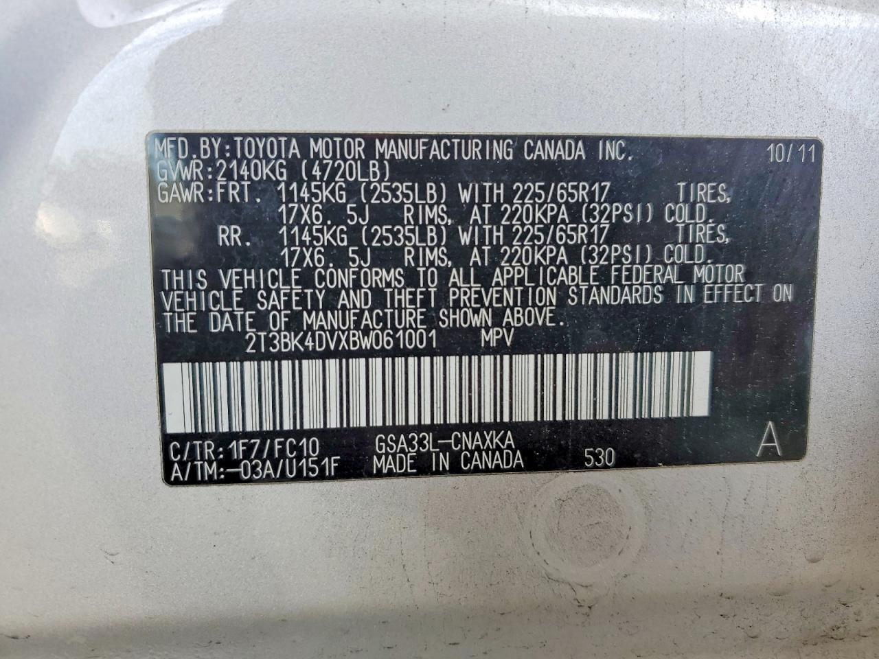 2011 TOYOTA RAV4 photo 12