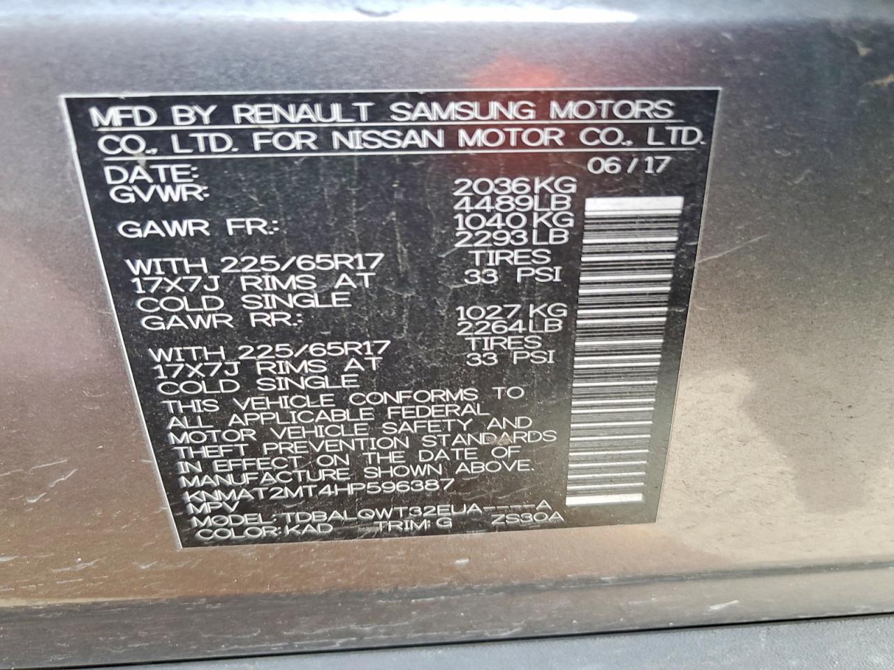 2017 NISSAN ROGUE S photo 14