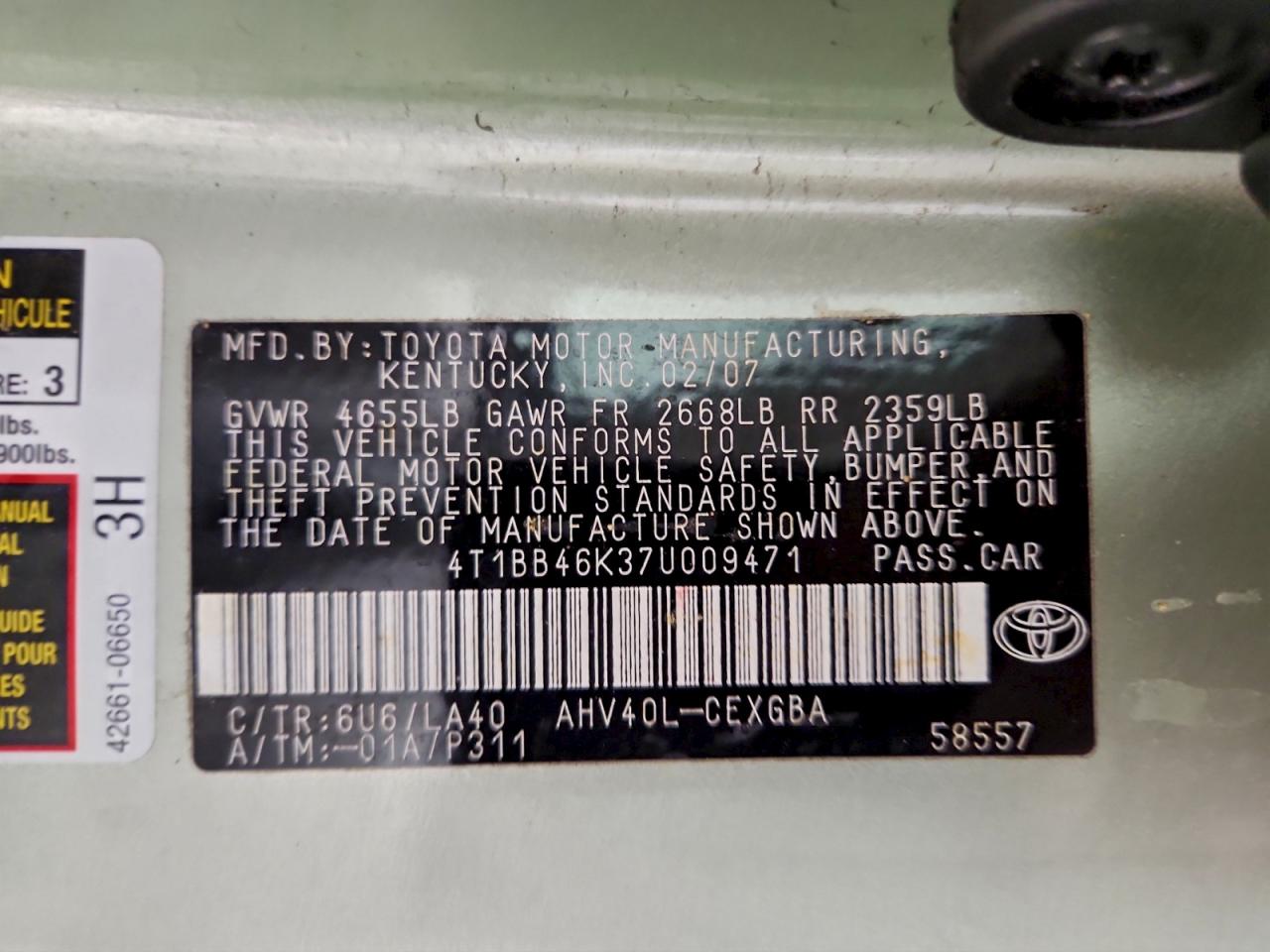 2007 TOYOTA CAMRY HYBRID photo 13
