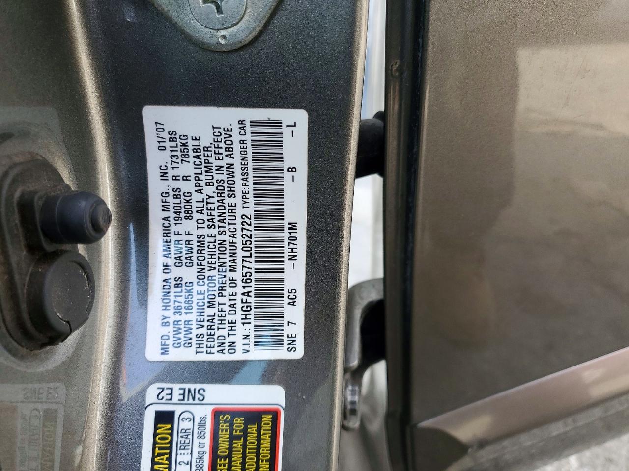 2007 HONDA CIVIC LX photo 13